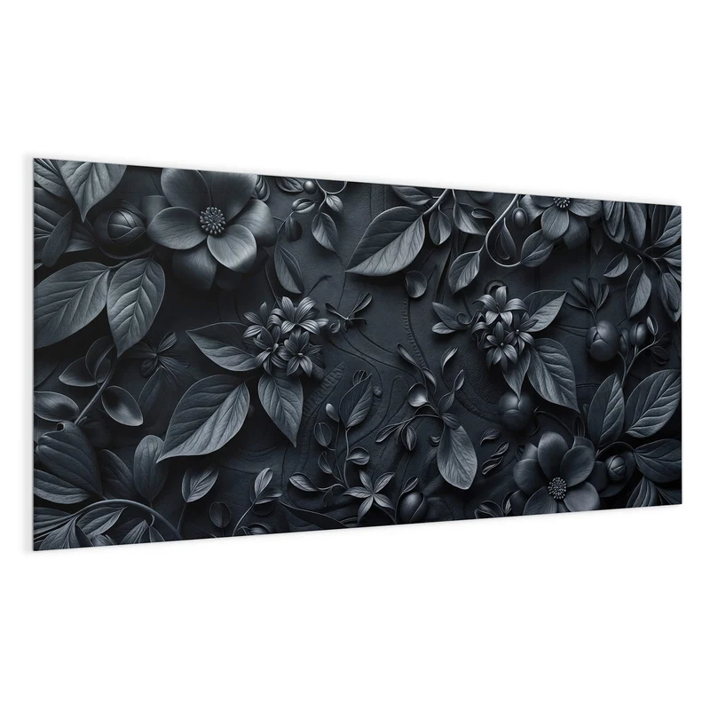Magnettafel - Blütenrelief in Schwarz