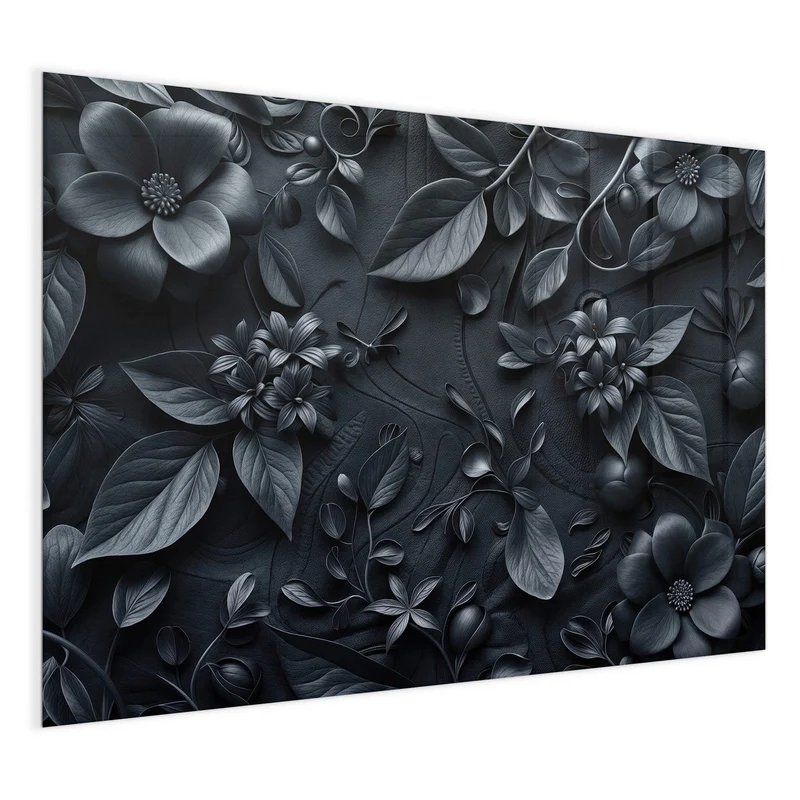 Magnettafel - Blütenrelief in Schwarz