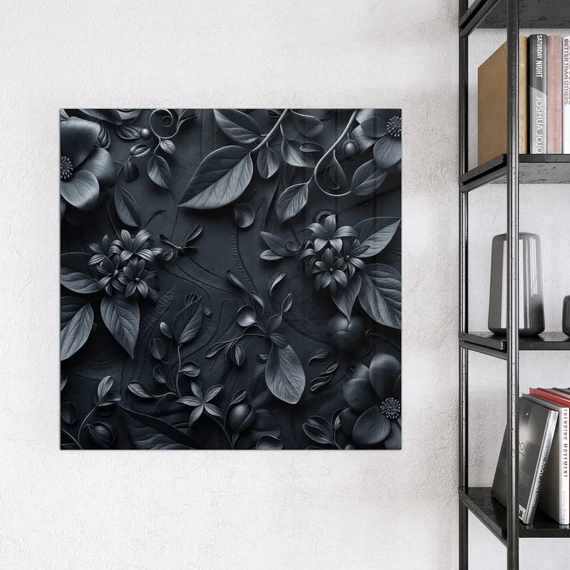 Magnettafel - Blütenrelief in Schwarz