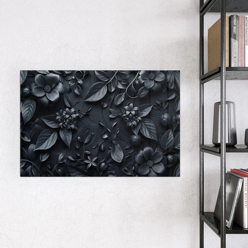 Magnettafel - Blütenrelief in Schwarz