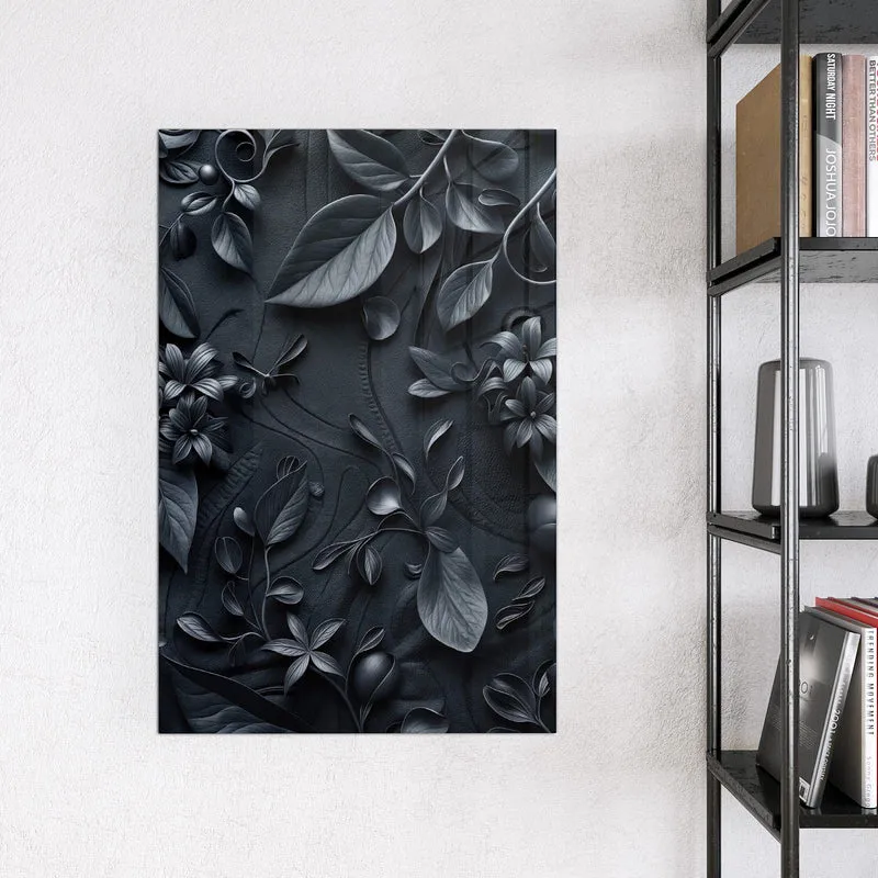 Magnettafel - Blütenrelief in Schwarz
