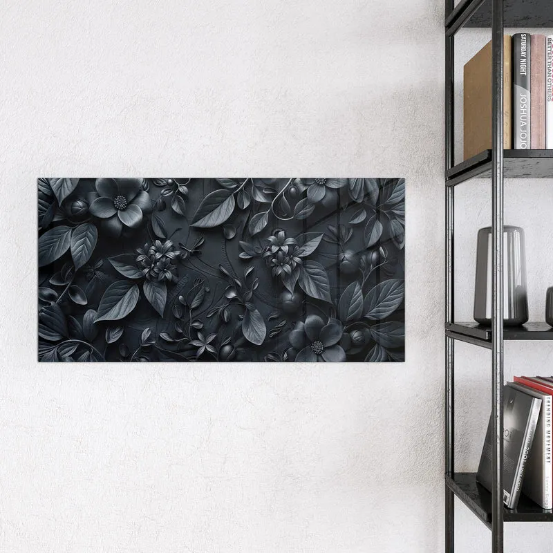 Magnettafel - Blütenrelief in Schwarz
