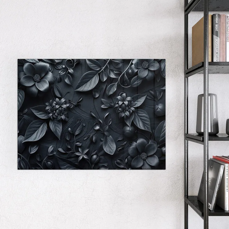 Magnettafel - Blütenrelief in Schwarz