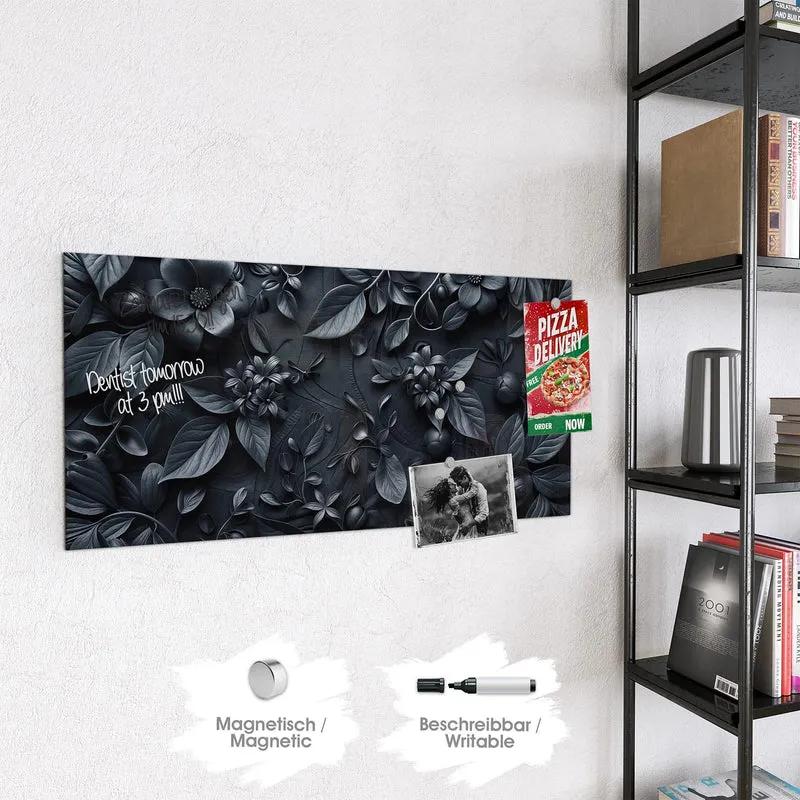 Magnettafel - Blütenrelief in Schwarz