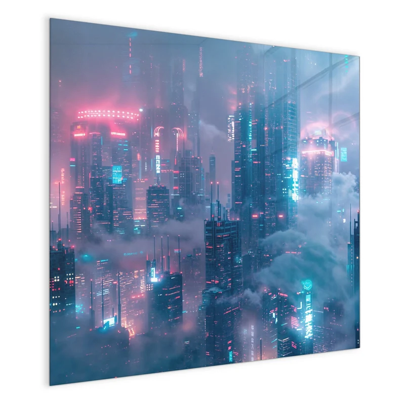 Magnettafel - Wolkenkratzer in Neon