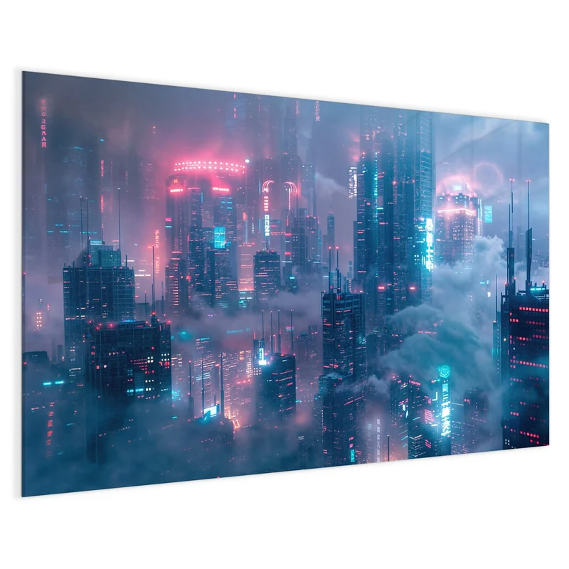 Magnettafel - Wolkenkratzer in Neon
