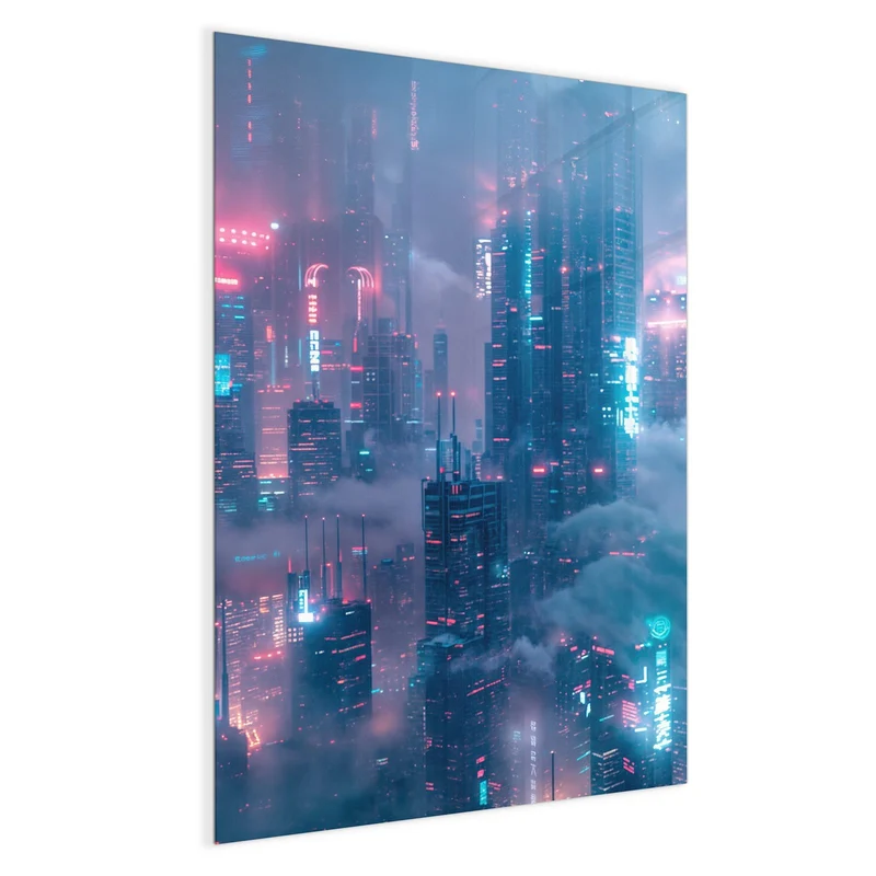 Magnettafel - Wolkenkratzer in Neon