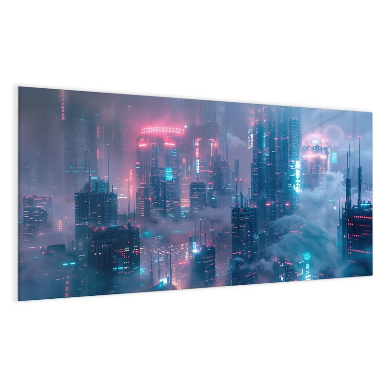 Magnettafel - Wolkenkratzer in Neon