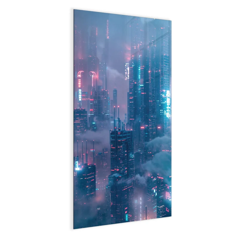 Magnettafel - Wolkenkratzer in Neon