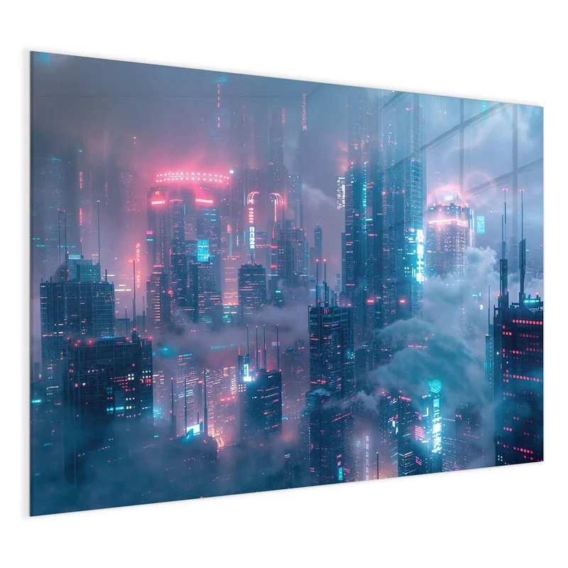 Magnettafel - Wolkenkratzer in Neon