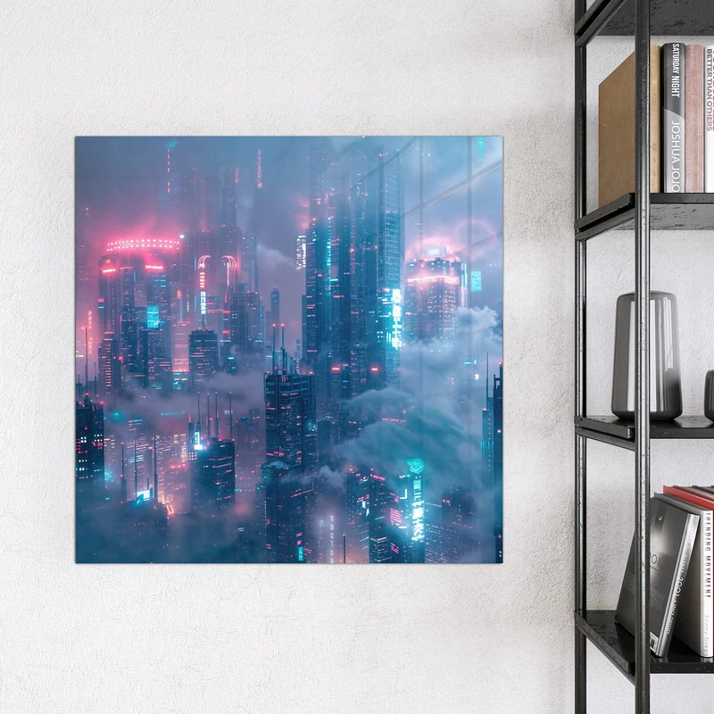 Magnettafel - Wolkenkratzer in Neon