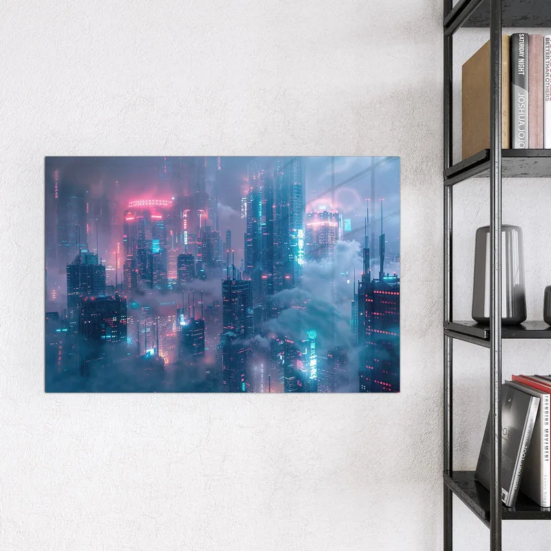 Magnettafel - Wolkenkratzer in Neon