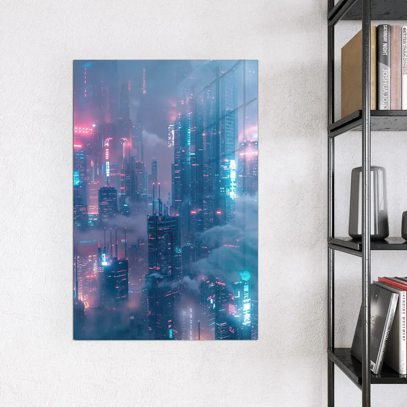 Magnettafel - Wolkenkratzer in Neon