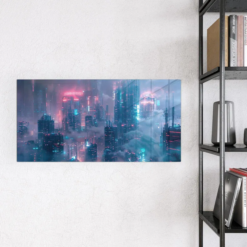 Magnettafel - Wolkenkratzer in Neon