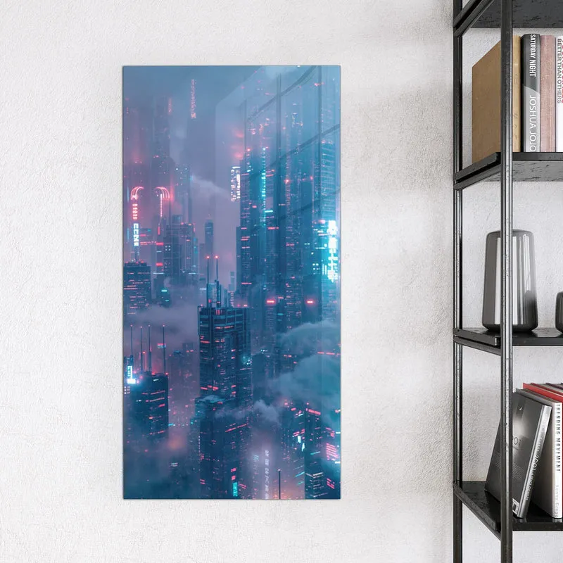 Magnettafel - Wolkenkratzer in Neon