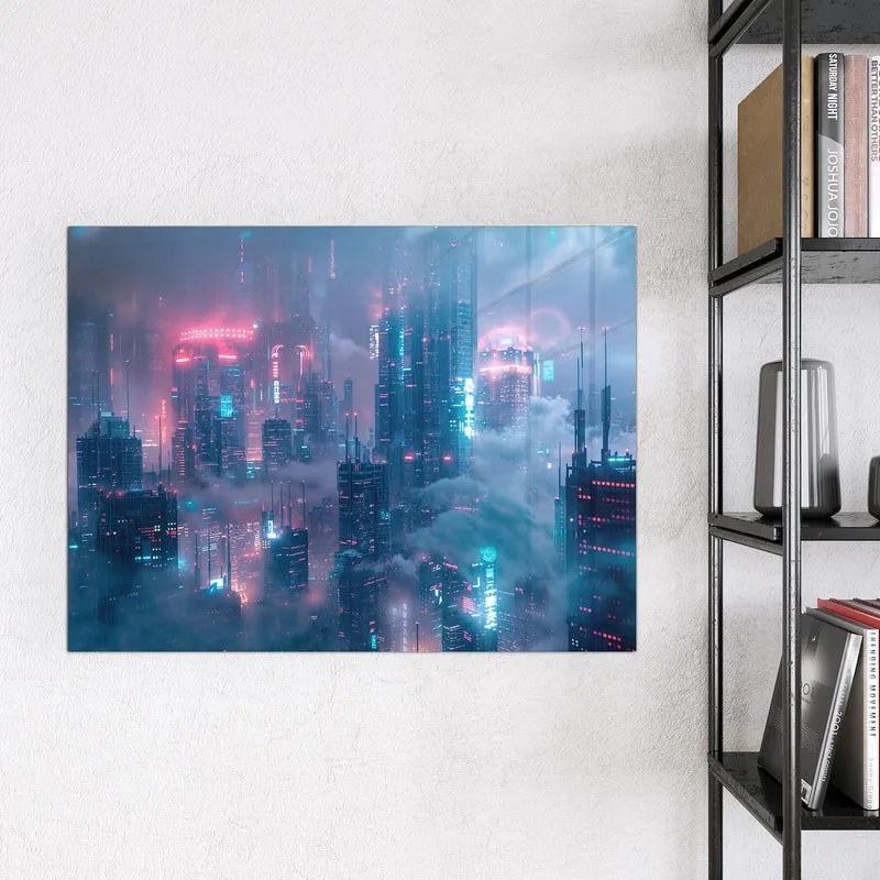 Magnettafel - Wolkenkratzer in Neon