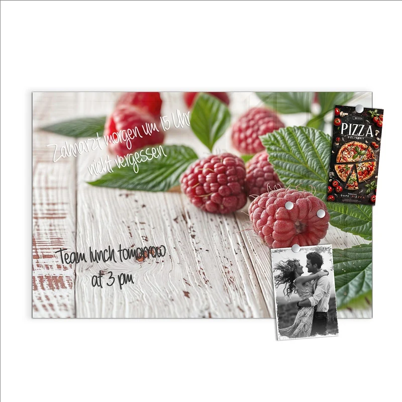 Magnettafel - Himbeeren auf Weiß