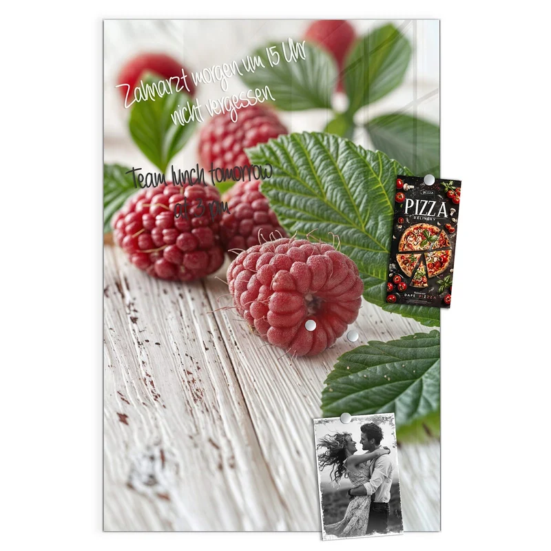 Magnettafel - Himbeeren auf Weiß