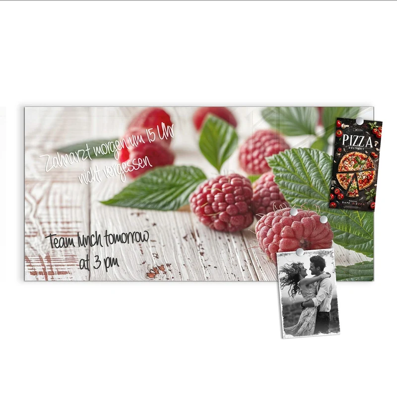 Magnettafel - Himbeeren auf Weiß