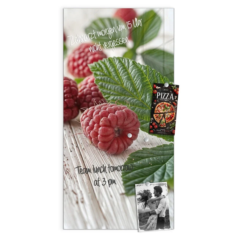 Magnettafel - Himbeeren auf Weiß