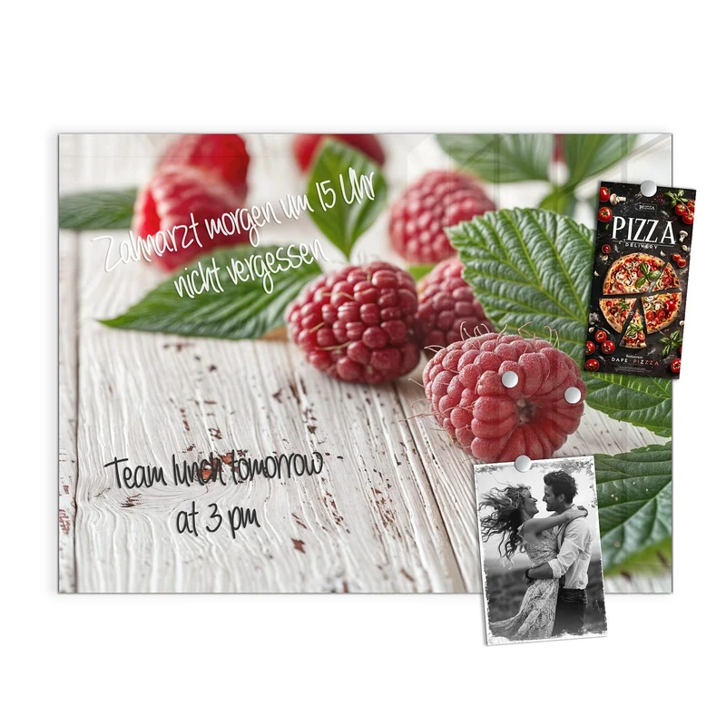 Magnettafel - Himbeeren auf Weiß
