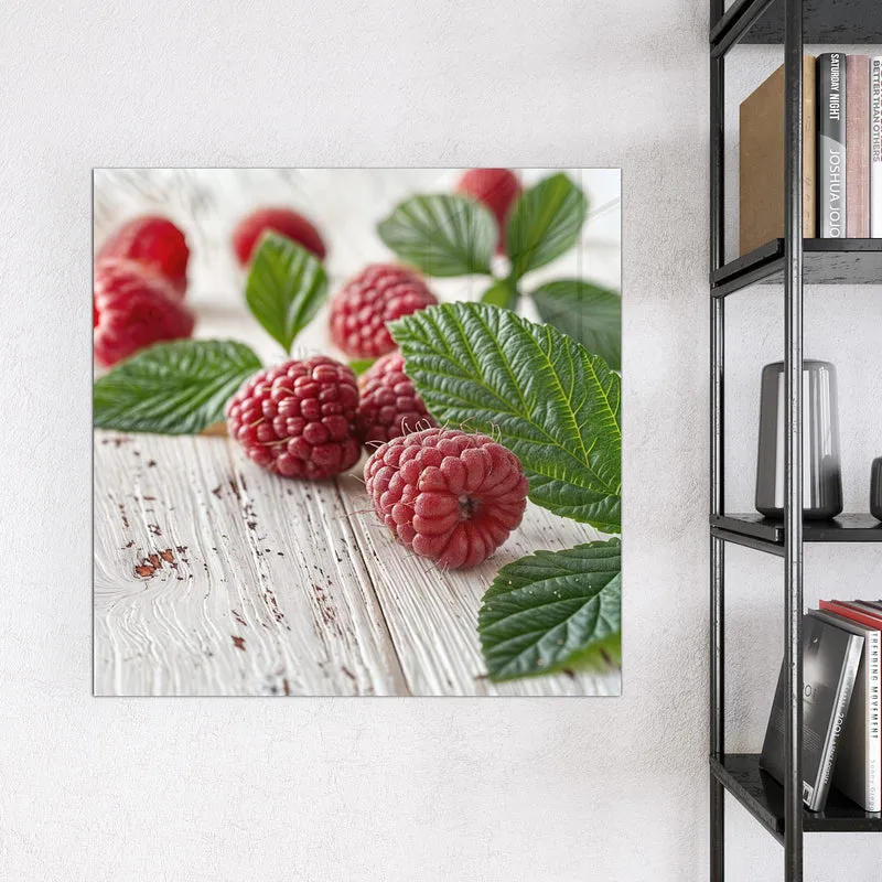 Magnettafel - Himbeeren auf Weiß