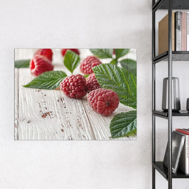 Magnettafel - Himbeeren auf Weiß