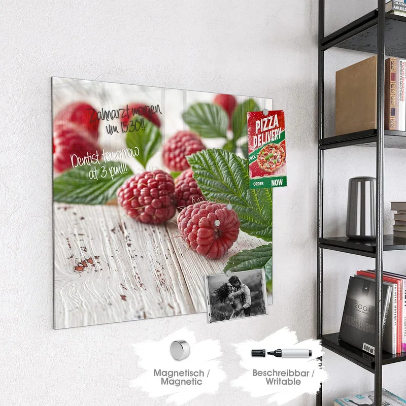 Magnettafel - Himbeeren auf Weiß