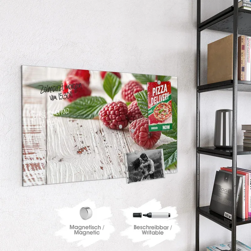 Magnettafel - Himbeeren auf Weiß