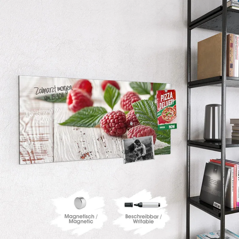 Magnettafel - Himbeeren auf Weiß