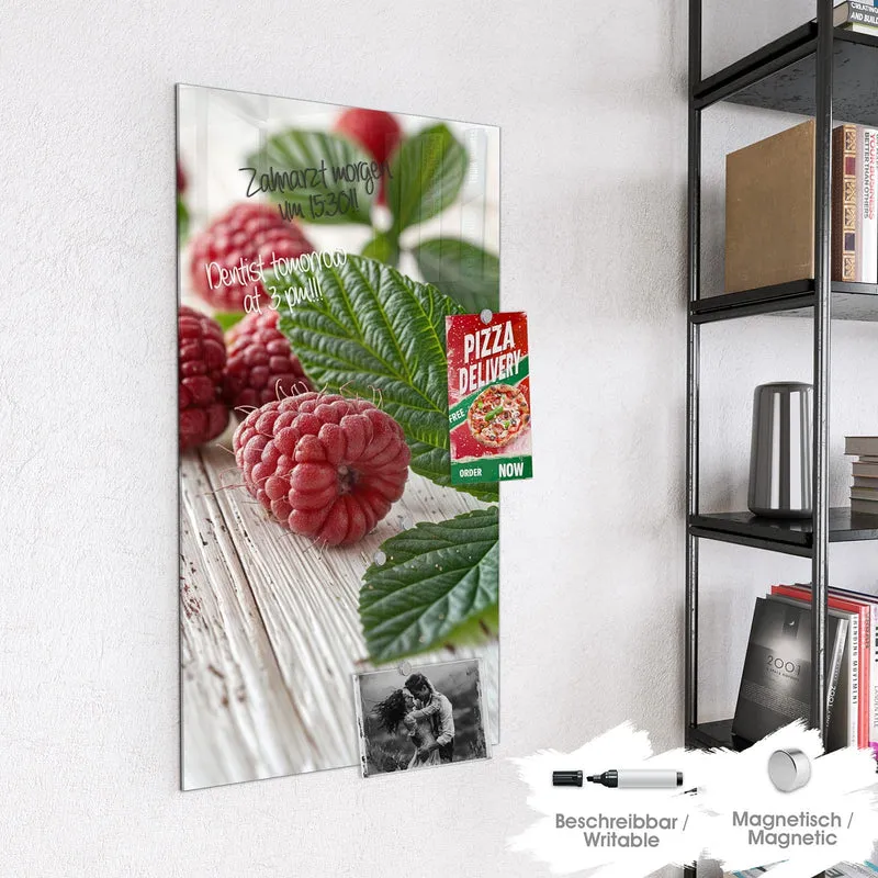 Magnettafel - Himbeeren auf Weiß