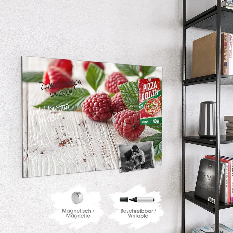 Magnettafel - Himbeeren auf Weiß