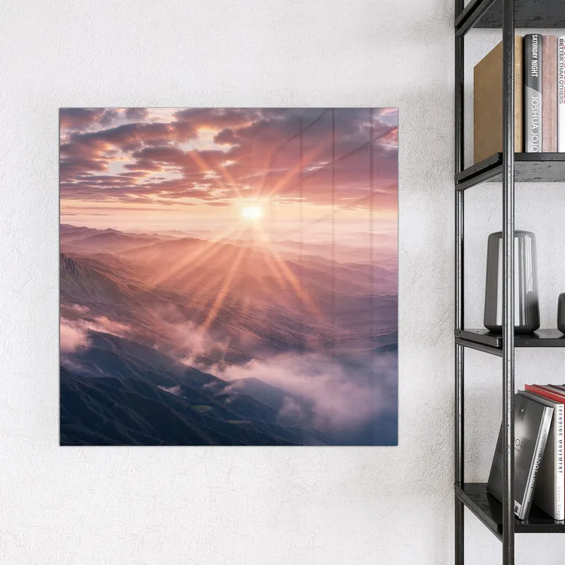 Magnettafel - Bergkämme im Morgenrot