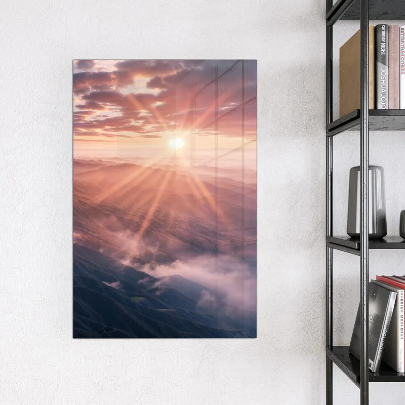 Magnettafel - Bergkämme im Morgenrot