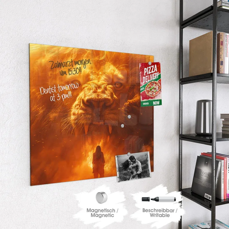 Magnettafel - Löwe aus Feuer