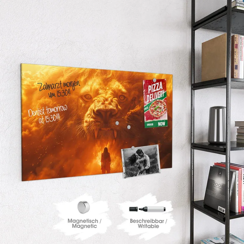 Magnettafel - Löwe aus Feuer