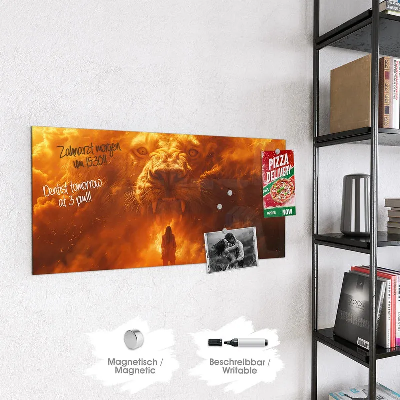 Magnettafel - Löwe aus Feuer