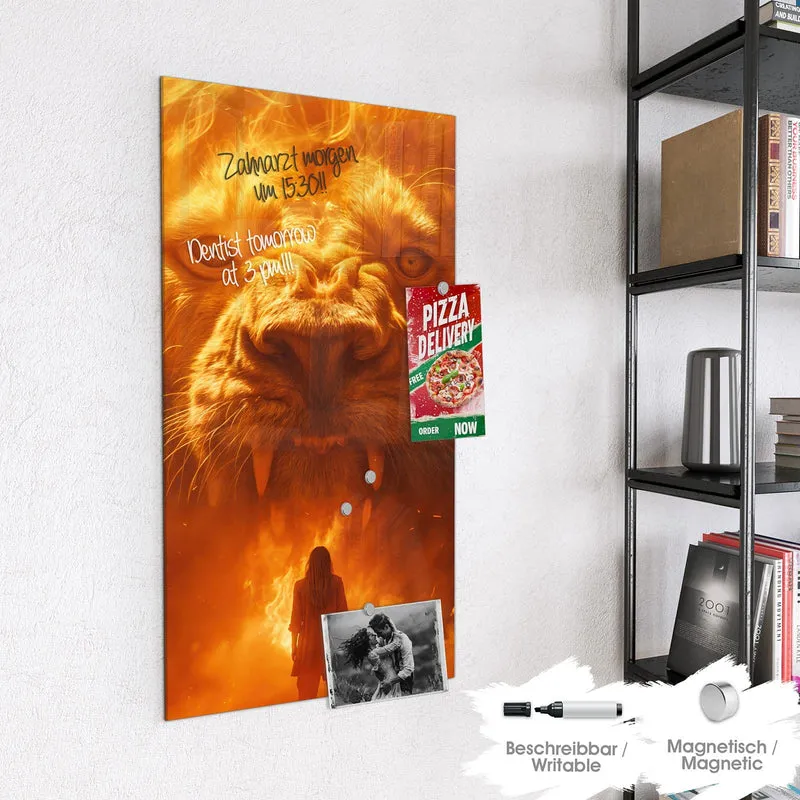 Magnettafel - Löwe aus Feuer
