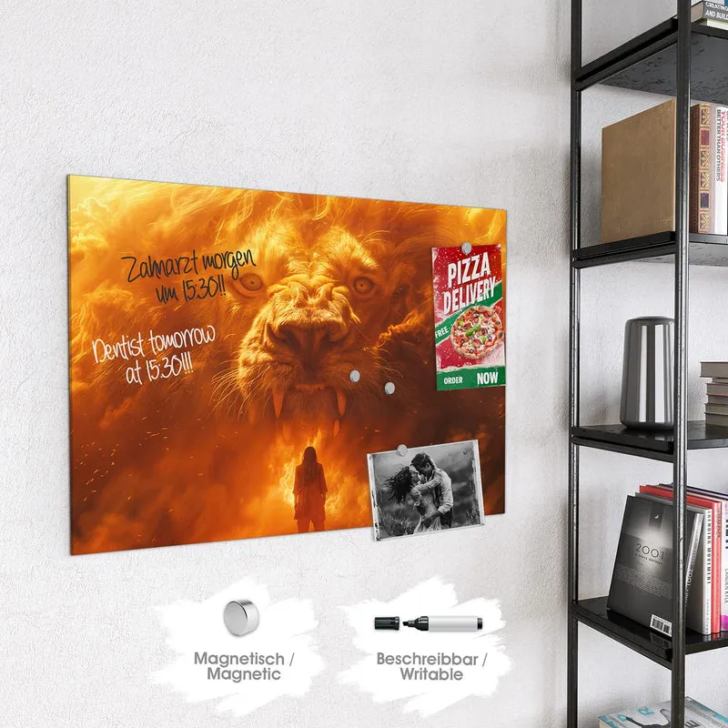Magnettafel - Löwe aus Feuer