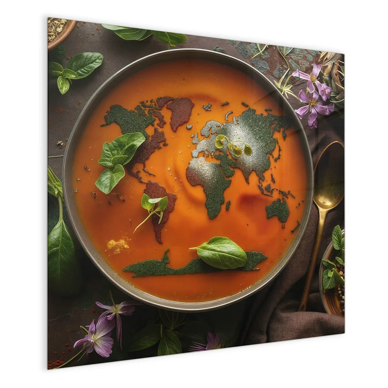 Magnettafel - Suppe mit Weltkarte