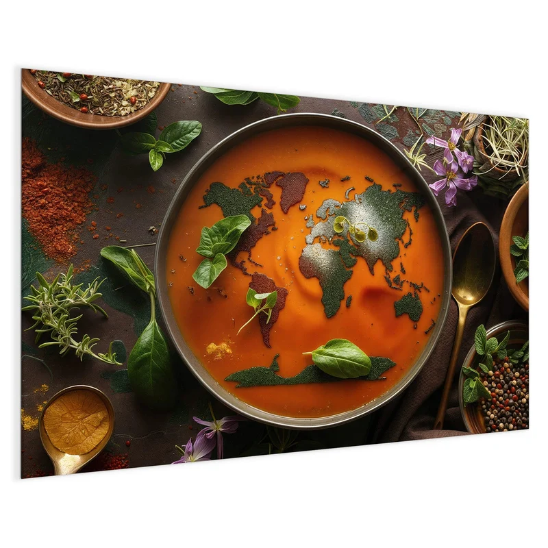 Magnettafel - Suppe mit Weltkarte