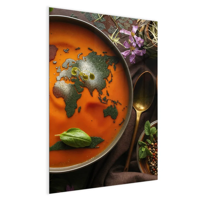 Magnettafel - Suppe mit Weltkarte