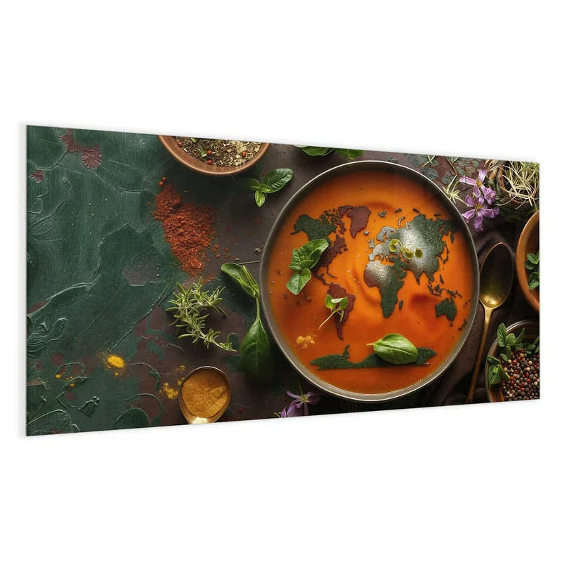 Magnettafel - Suppe mit Weltkarte