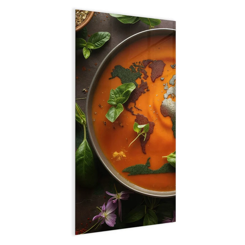 Magnettafel - Suppe mit Weltkarte