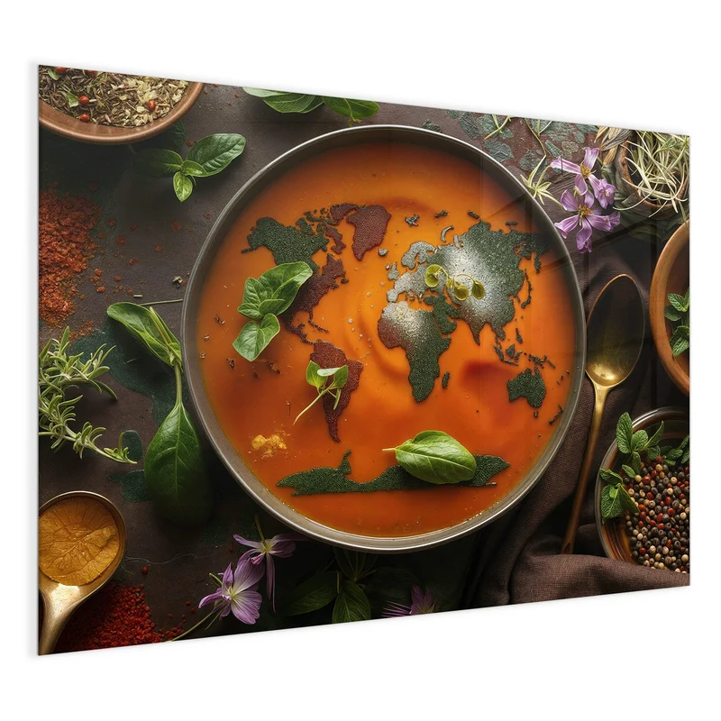 Magnettafel - Suppe mit Weltkarte