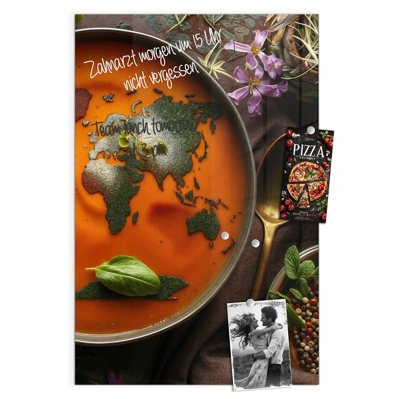 Magnettafel - Suppe mit Weltkarte