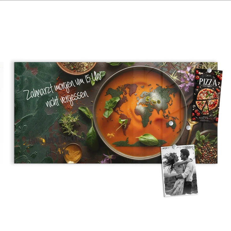 Magnettafel - Suppe mit Weltkarte