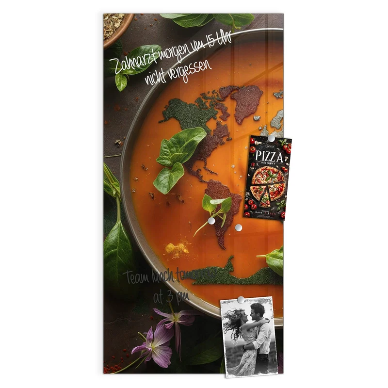 Magnettafel - Suppe mit Weltkarte