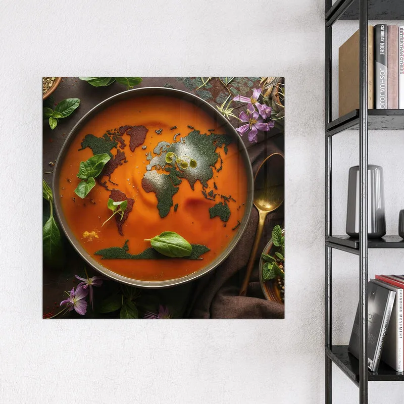 Magnettafel - Suppe mit Weltkarte