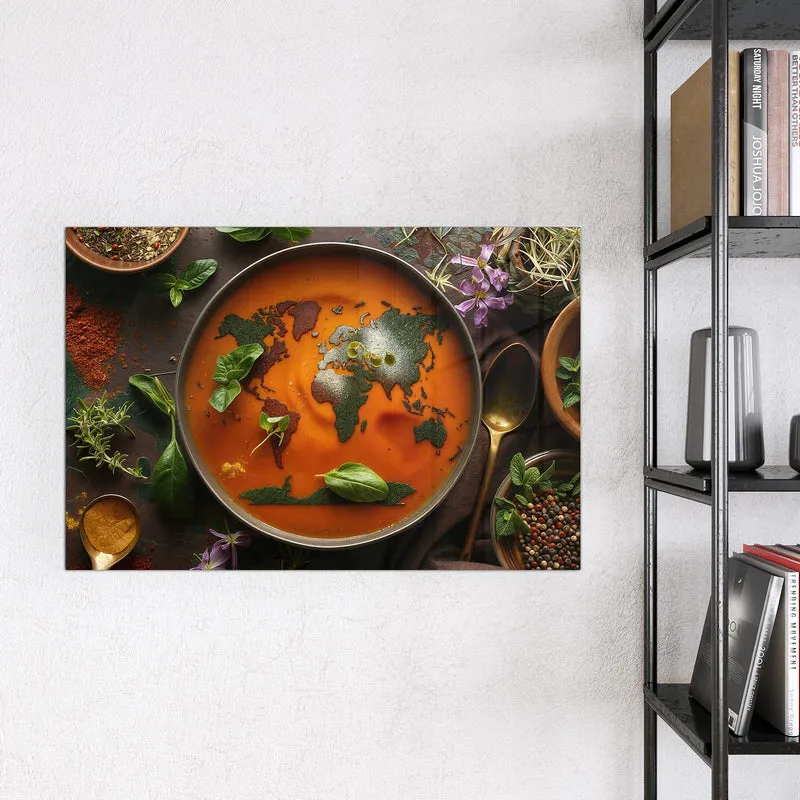 Magnettafel - Suppe mit Weltkarte